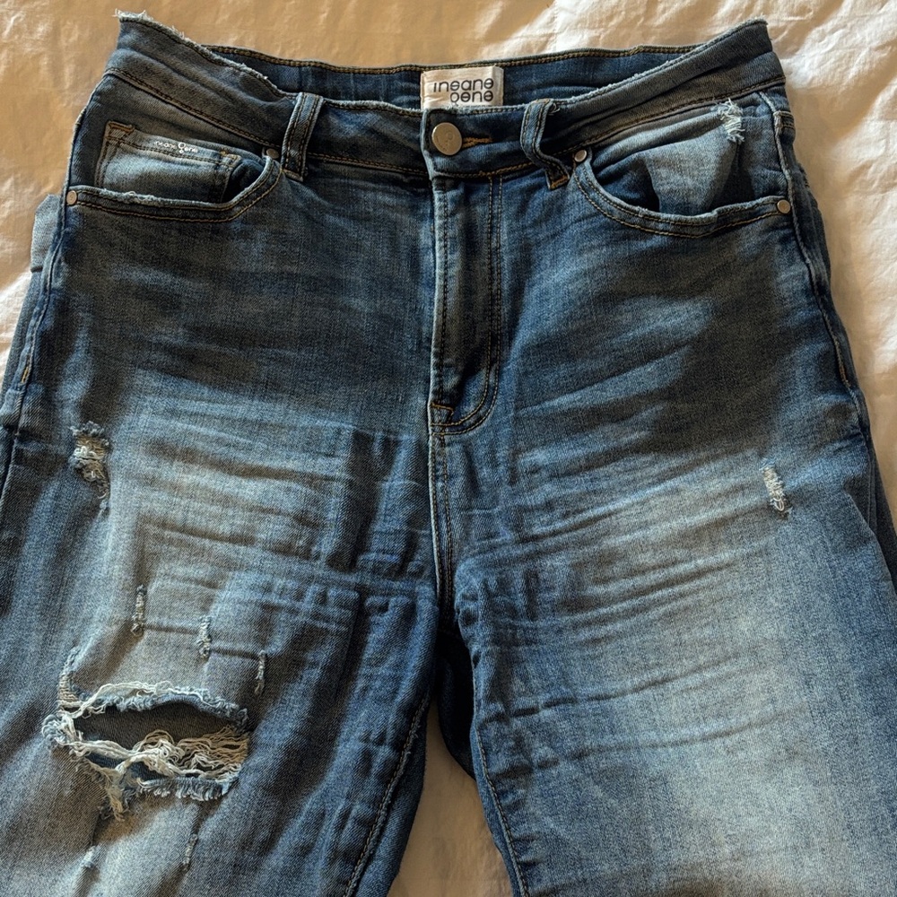 Women’s Blue Distressed Boyfriend Jeans